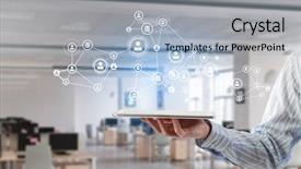  Presentation with social media - Slide deck with social networking service concept mixed background and a light blue colored foreground