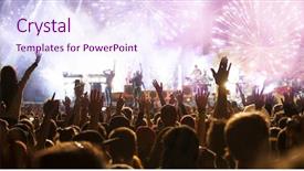 Presentation with new year - PPT theme having social occasion - fireworks and crowd celebrating background and a  colored foreground
