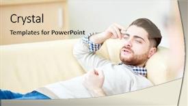  Presentation with psychiatrist - PPT theme featuring social phobias - bearded man lying on sofa background and a lemonade colored foreground