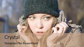  Presentation with social - Presentation with social phobias - scared girl close-up portrait background and a coral colored foreground