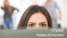  Presentation with phobias - PPT layouts having social phobias - woman hiding behind chair background and a gray colored foreground