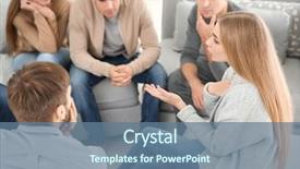  Presentation with phobias - PPT theme enhanced with social phobias - young people during group therapy background and a ocean colored foreground