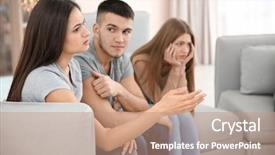  Presentation with group therapy - Presentation design with social phobias - young people during group therapy background and a coral colored foreground