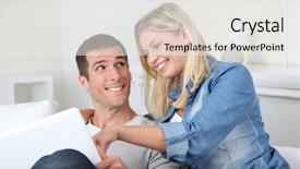  Presentation with internet surfing - Presentation theme enhanced with social photo - closeup of couple sitting background and a  colored foreground