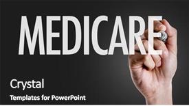  Presentation with medicare - Amazing theme having social policy government - hand writing the text medicare backdrop and a dark gray colored foreground
