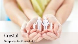  Presentation with family holding hands - Presentation theme consisting of charity family and care concept background and a lemonade colored foreground