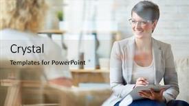  Presentation with listening - Audience pleasing presentation theme consisting of social psychology - listening to patient backdrop and a mint green colored foreground