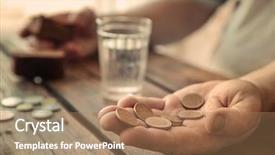  Presentation with poverty - PPT layouts with social reform - hand of senior man background and a coral colored foreground