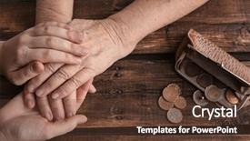  Presentation with poverty - PPT theme enhanced with social reform - hands of young and elderly background and a tawny brown colored foreground