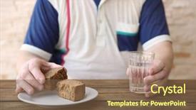  Presentation with water glass - Colorful presentation theme enhanced with social reform - senior man sitting at table backdrop and a tawny brown colored foreground