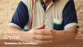  Presentation with reform - Colorful slide set enhanced with social reform - senior man sitting at table backdrop and a coral colored foreground