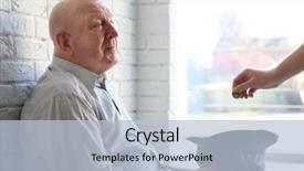  Presentation with hat - Beautiful presentation theme featuring social reform - senior man with hat asking backdrop and a light blue colored foreground