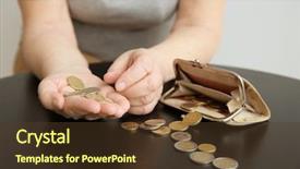  Presentation with poverty - Presentation theme consisting of social reform - senior woman counting coins while background and a tawny brown colored foreground