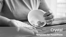  Presentation with poverty - Colorful PPT theme enhanced with social reform - senior woman sitting at table backdrop and a gray colored foreground