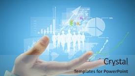  Presentation with social sector - PPT theme enhanced with social sector - businessman pressing high tech type background and a  colored foreground