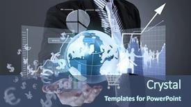  Presentation with social sector - Presentation theme enhanced with social sector - businessman pressing high tech type background and a ocean colored foreground