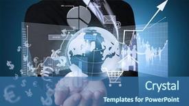  Presentation with high tech - Beautiful presentation theme featuring social sector - businessman pressing high tech type backdrop and a  colored foreground