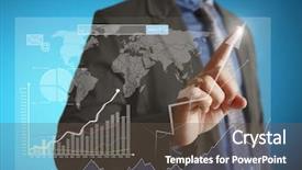  Presentation with social sector - Amazing slides having social sector - businessman pressing high tech type backdrop and a  colored foreground