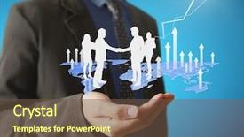  Presentation with high tech - PPT layouts with social sector - businessman pressing high tech type background and a tawny brown colored foreground