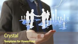  Presentation with modern tech - Audience pleasing slides consisting of social sector - businessman pressing high tech type backdrop and a  colored foreground