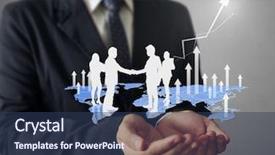  Presentation with modern tech - Theme featuring social sector - businessman pressing high tech type background and a  colored foreground