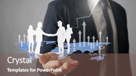  Presentation with social sector - Presentation theme with social sector - businessman with financial symbols coming background and a violet colored foreground