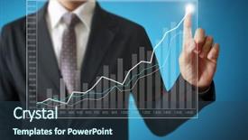  Presentation with social sector - Presentation theme having social sector - businessman with financial symbols coming background and a ocean colored foreground