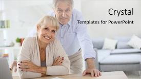  Presentation with pension - Cool new presentation theme with social security - senior couple at home filling backdrop and a white colored foreground