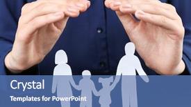  Presentation with social insurance - PPT layouts with social security - woman covering paper silhouette background and a teal colored foreground