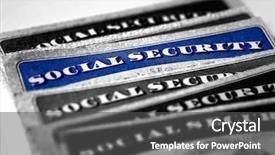  Presentation with social security - Audience pleasing PPT theme consisting of social security cards for identification backdrop and a dark gray colored foreground