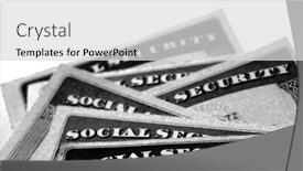  Presentation with retirment - Presentation design enhanced with social-security-cards-for-identification background and a light gray colored foreground