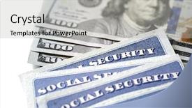  Presentation with social security - PPT theme featuring social security cards for identification background and a light gray colored foreground