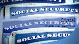  Presentation with social security - Theme having social security cards symbolizing benefits background and a light blue colored foreground