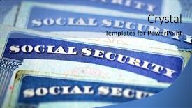  Presentation with social security - Amazing presentation design having social security cards symbolizing benefits backdrop and a light blue colored foreground