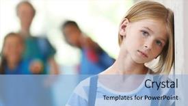  Presentation with sad girl dark - Colorful slides enhanced with social studies elementary - sad girl in school hallway backdrop and a light blue colored foreground