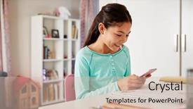  Presentation with desk - Audience pleasing theme consisting of social studies elementary - young girl sitting at desk backdrop and a soft green colored foreground