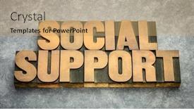  Presentation with web - Beautiful presentation theme featuring social-support-word-abstract backdrop and a coral colored foreground