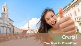  Presentation with rome italy - Beautiful slides featuring social tourism - rome tourist woman thumbs up backdrop and a coral colored foreground