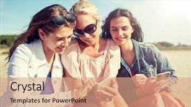  Presentation with happy holidays - Presentation theme having social tourism - summer vacation holidays technology travel background and a coral colored foreground