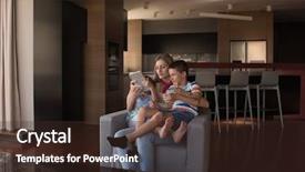  Presentation with happy kids - Cool new PPT theme with social trust - happy mother spending time backdrop and a tawny brown colored foreground