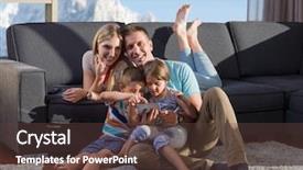  Presentation with family playing board game - Presentation having social trust - happy young family playing together background and a tawny brown colored foreground