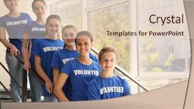  Presentation with social welfare - Amazing slide deck having social welfare organization - group of young volunteers backdrop and a lemonade colored foreground