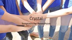  Presentation with team hands - Audience pleasing slide deck consisting of social welfare organization - team of volunteers putting their backdrop and a coral colored foreground