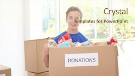  Presentation with organization - PPT layouts featuring social welfare organization - young volunteer with box background and a cream colored foreground