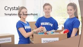  Presentation with social welfare - PPT theme consisting of social welfare organization - young volunteers with box background and a lemonade colored foreground