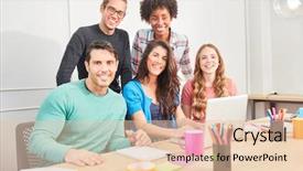  Presentation with business communication for students - Amazing slide set having social work solutions - group students as a successful backdrop and a lemonade colored foreground