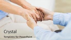  Presentation with senior worker - Presentation design consisting of social worker - people age family care background and a lemonade colored foreground