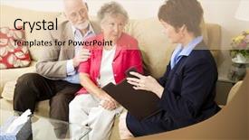  Presentation with social worker - Slide set with social worker - senior couple meets background and a lemonade colored foreground