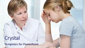  Presentation with teenage depression - Colorful slide deck enhanced with social worker - teenage girl suffering with depression backdrop and a sky blue colored foreground