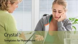  Presentation with teenage girl - Theme having social worker - teenage girl suffering with depression background and a mint green colored foreground